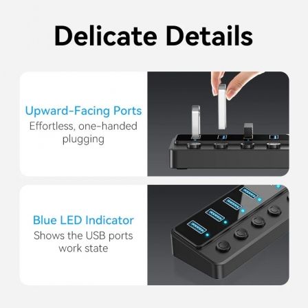 Vention Hub USB 3.0 CHXB0-EU con 7 Puertos y Puerto de Carga DC 5.5mm